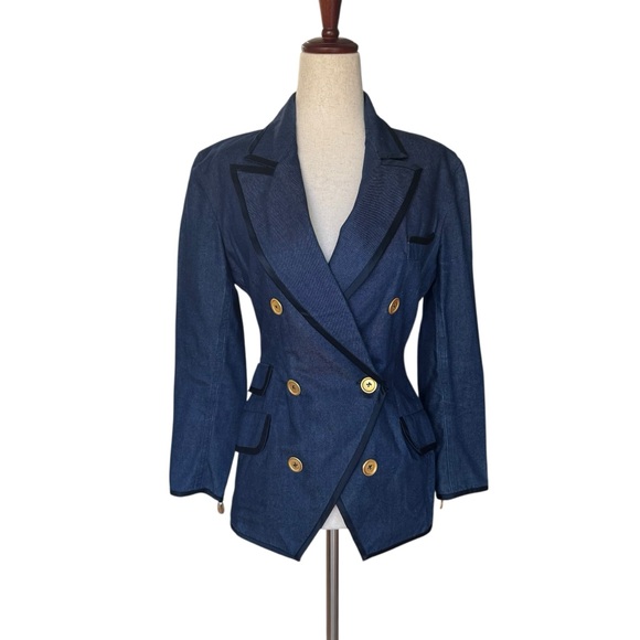 Donna Karan Tops - Vintage 80s Donna Karan Denim Blazer Fitted Jean Jacket sz 2